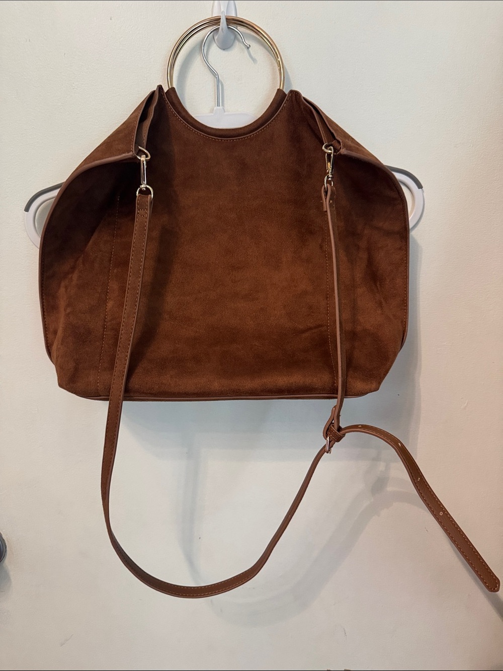 Banana Republic Brown Suede Shoulder Bag with Ring Handle